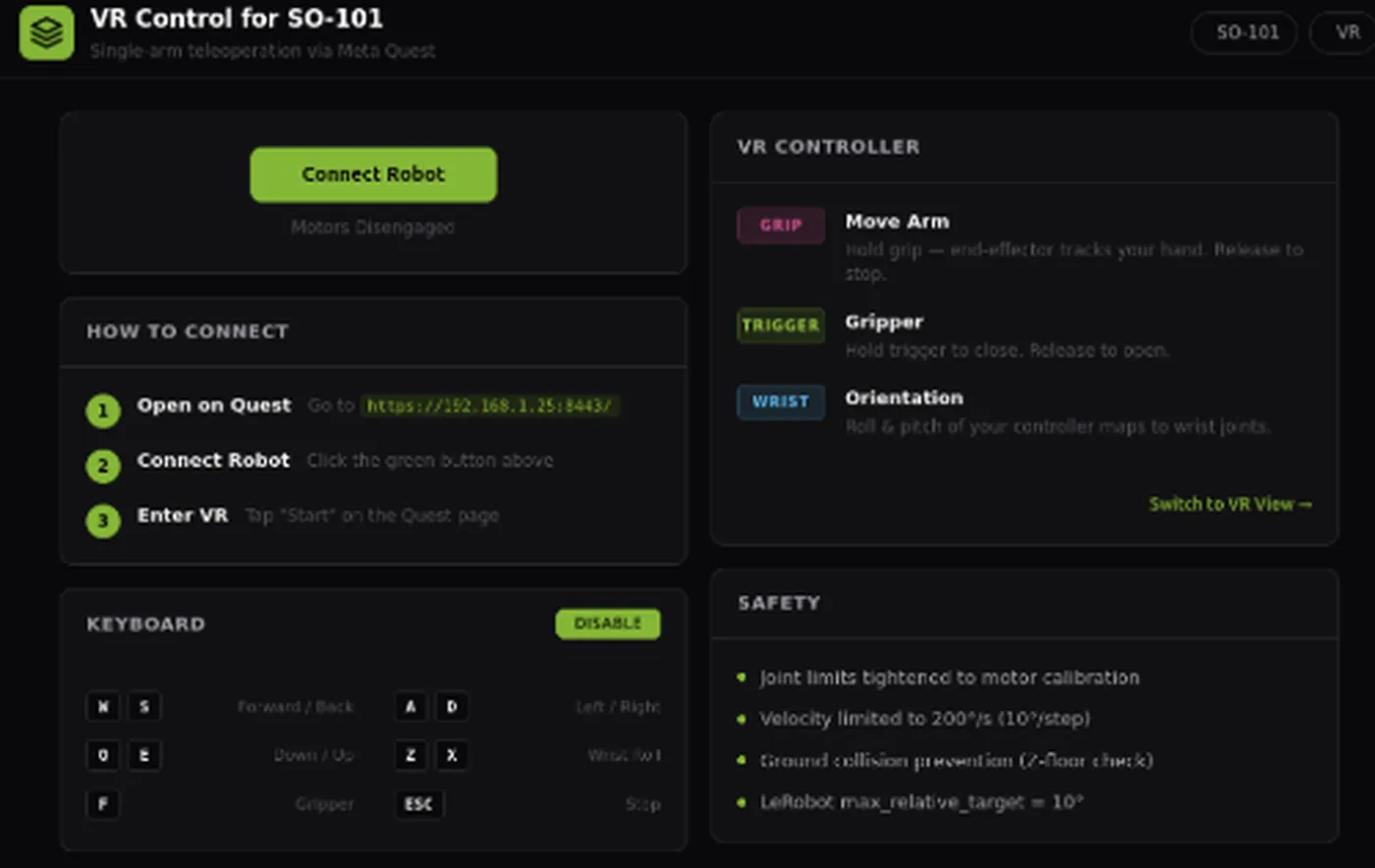 SO-101 VR Control screenshot